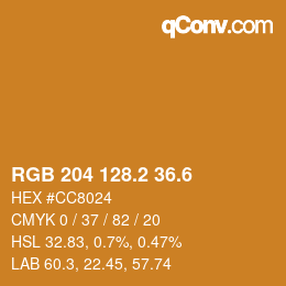 カラーコード: RGB 204 128.2 36.6 | qconv.com