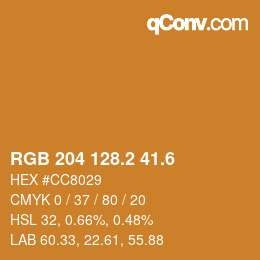カラーコード: RGB 204 128.2 41.6 | qconv.com