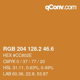 カラーコード: RGB 204 128.2 46.6 | qconv.com