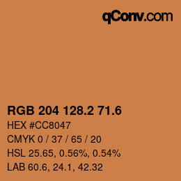 カラーコード: RGB 204 128.2 71.6 | qconv.com