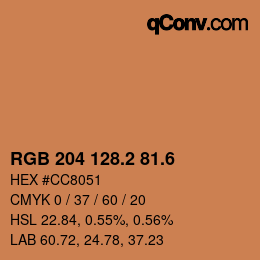 カラーコード: RGB 204 128.2 81.6 | qconv.com