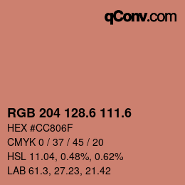 カラーコード: RGB 204 128.6 111.6 | qconv.com