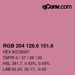 カラーコード: RGB 204 128.6 151.6 | qconv.com