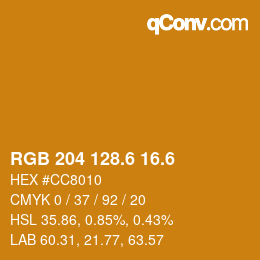 カラーコード: RGB 204 128.6 16.6 | qconv.com