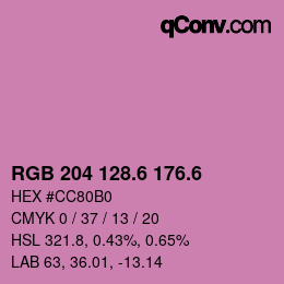 カラーコード: RGB 204 128.6 176.6 | qconv.com