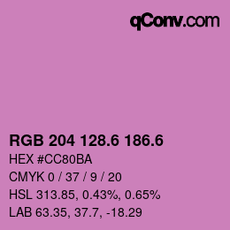 カラーコード: RGB 204 128.6 186.6 | qconv.com