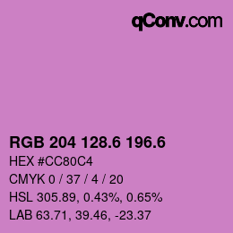 カラーコード: RGB 204 128.6 196.6 | qconv.com
