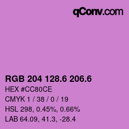カラーコード: RGB 204 128.6 206.6 | qconv.com