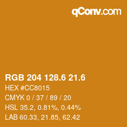 カラーコード: RGB 204 128.6 21.6 | qconv.com