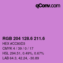カラーコード: RGB 204 128.6 211.6 | qconv.com