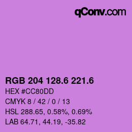 カラーコード: RGB 204 128.6 221.6 | qconv.com