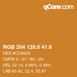 カラーコード: RGB 204 128.6 41.6 | qconv.com