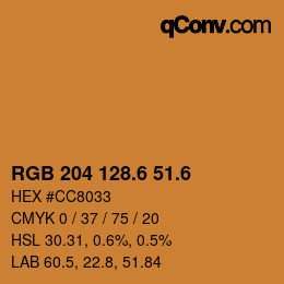 カラーコード: RGB 204 128.6 51.6 | qconv.com