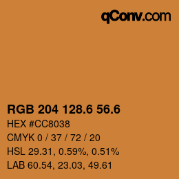 カラーコード: RGB 204 128.6 56.6 | qconv.com