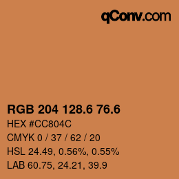 カラーコード: RGB 204 128.6 76.6 | qconv.com