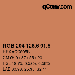 カラーコード: RGB 204 128.6 91.6 | qconv.com