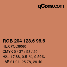 カラーコード: RGB 204 128.6 96.6 | qconv.com