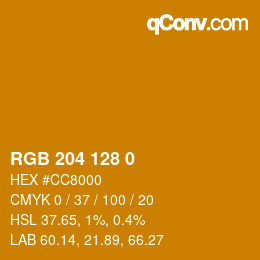 颜色代码: RGB 204 128 0 | qconv.com