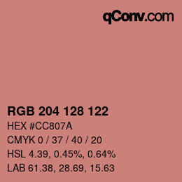 Color code: RGB 204 128 122 | qconv.com