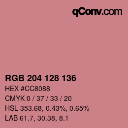 カラーコード: RGB 204 128 136 | qconv.com