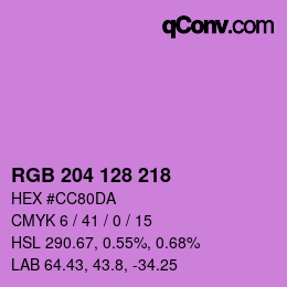カラーコード: RGB 204 128 218 | qconv.com