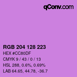 カラーコード: RGB 204 128 223 | qconv.com