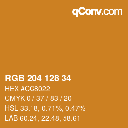 Color code: RGB 204 128 34 | qconv.com