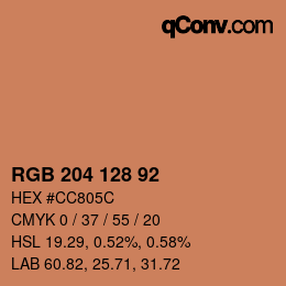 颜色代码: RGB 204 128 92 | qconv.com