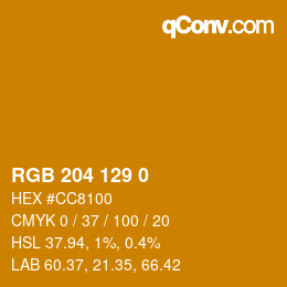 カラーコード: RGB 204 129 0 | qconv.com