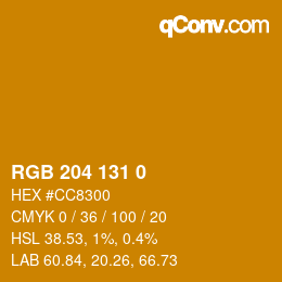 カラーコード: RGB 204 131 0 | qconv.com