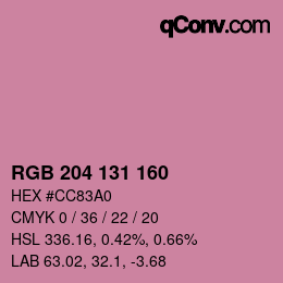 カラーコード: RGB 204 131 160 | qconv.com
