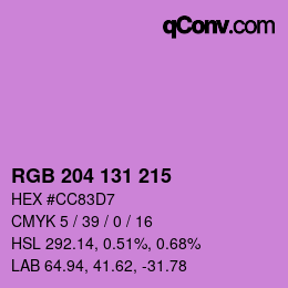 Color code: RGB 204 131 215 | qconv.com