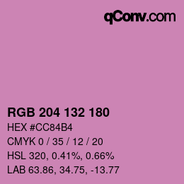 カラーコード: RGB 204 132 180 | qconv.com