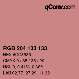 Código de color: RGB 204 133 133 | qconv.com