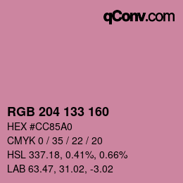 Color code: RGB 204 133 160 | qconv.com