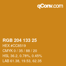 Color code: RGB 204 133 25 | qconv.com
