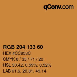 カラーコード: RGB 204 133 60 | qconv.com