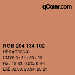 Color code: RGB 204 134 102 | qconv.com