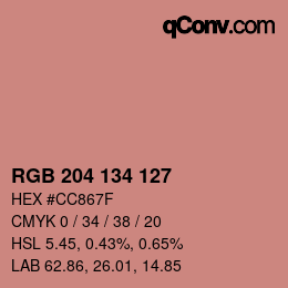 Color code: RGB 204 134 127 | qconv.com