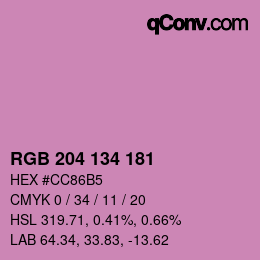 Color code: RGB 204 134 181 | qconv.com
