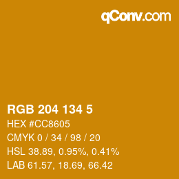Color code: RGB 204 134 5 | qconv.com