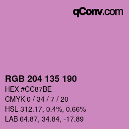 Color code: RGB 204 135 190 | qconv.com