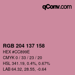 Color code: RGB 204 137 158 | qconv.com