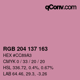 Color code: RGB 204 137 163 | qconv.com