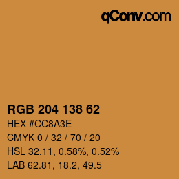 Farbcode: RGB 204 138 62 | qconv.com