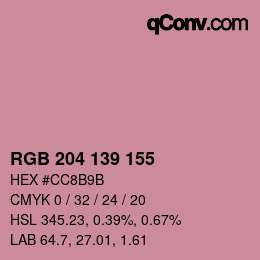 カラーコード: RGB 204 139 155 | qconv.com