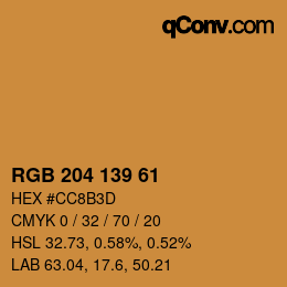 Farbcode: RGB 204 139 61 | qconv.com