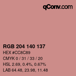 カラーコード: RGB 204 140 137 | qconv.com