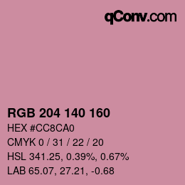 カラーコード: RGB 204 140 160 | qconv.com