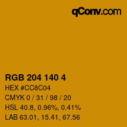 Color code: RGB 204 140 4 | qconv.com